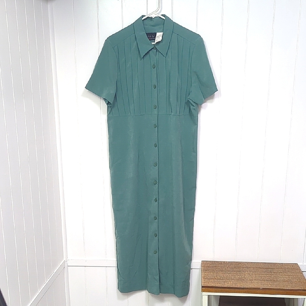 Vintage Bag Kept MHM Melissa Harper Elegant Green Midi Dress